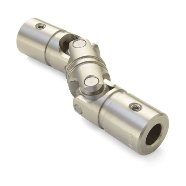 Double U-Joint, 1/4" x 1/4" Bores, 0.495" OD, Stainless